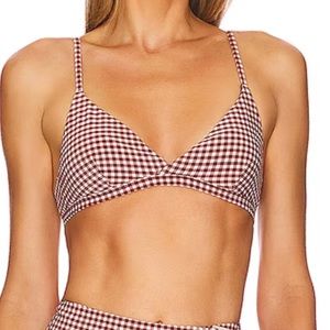 Onia Malin Top Paprika White Gingham Bikini Top